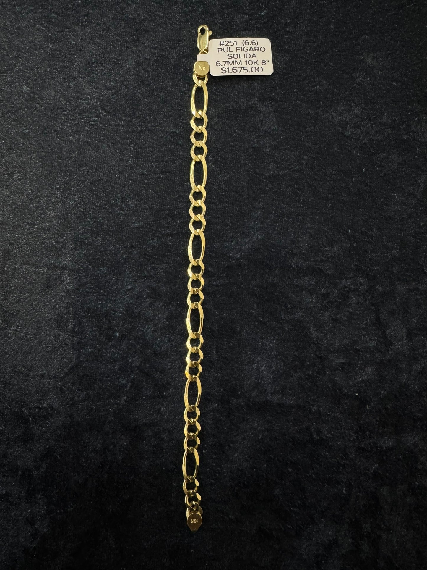 Pulsera Figaro Solida 6.7MM 10k
