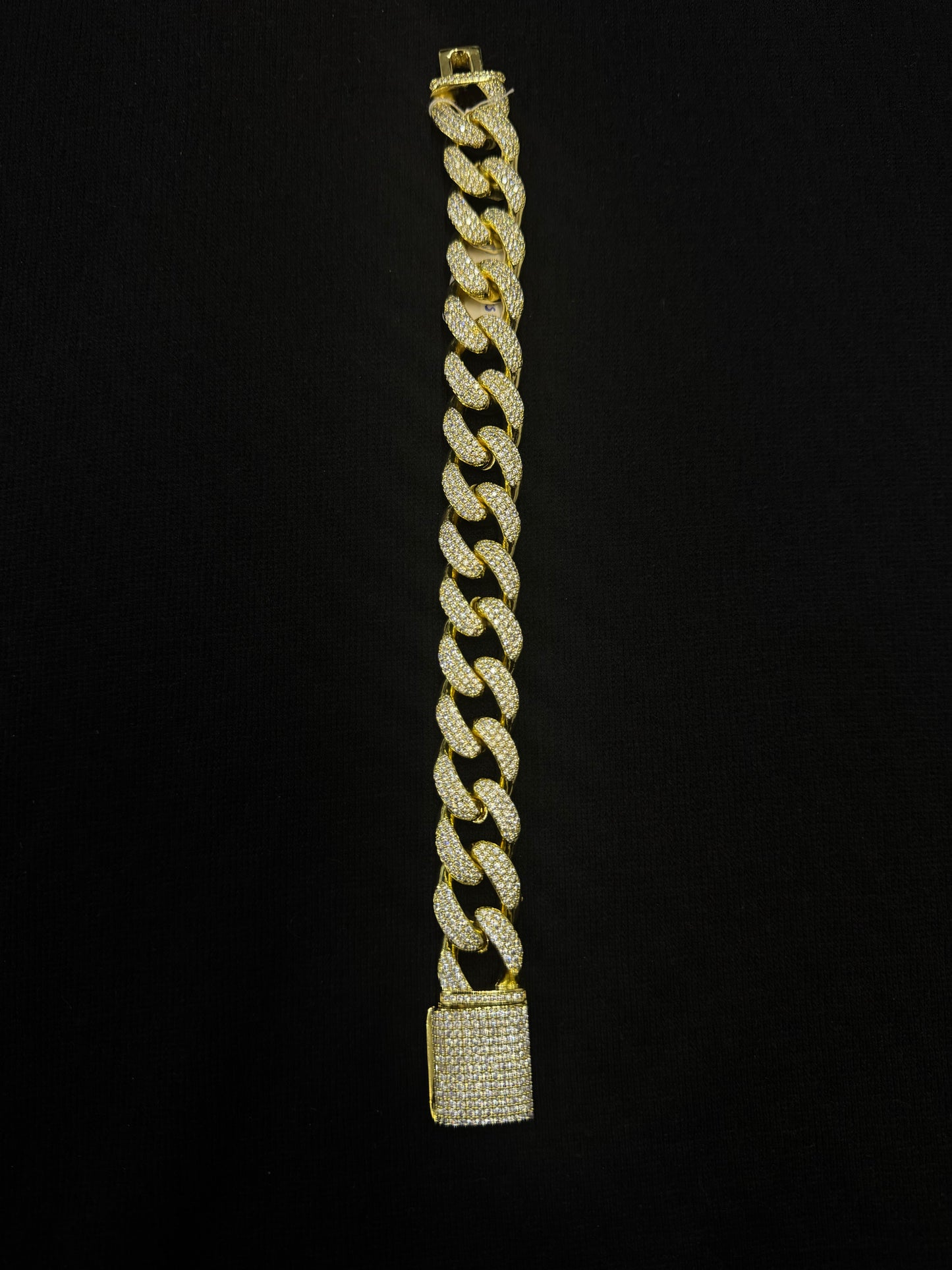 Pulsera Cubana Open Brass Full Zirconias