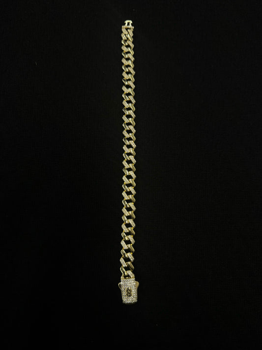 Pulsera Cubana 2 Tonos con Zirconias