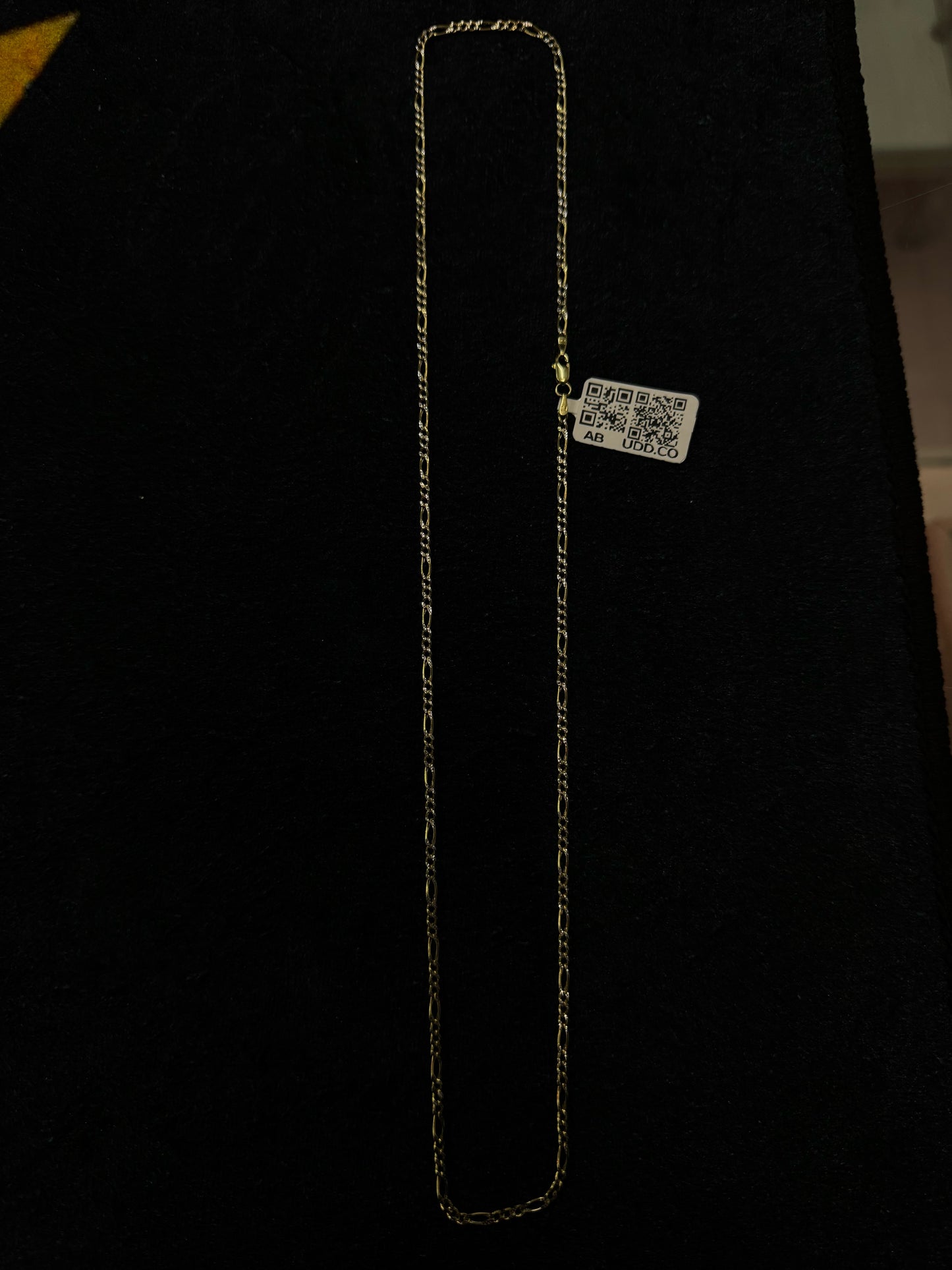 Cadena Figaro Pave 2mm 10k 20"