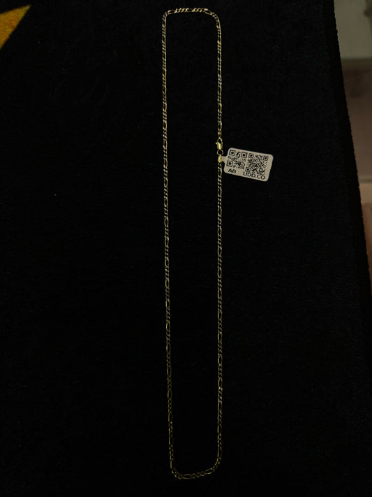 Cadena Figaro Pave 2mm 10k 20"